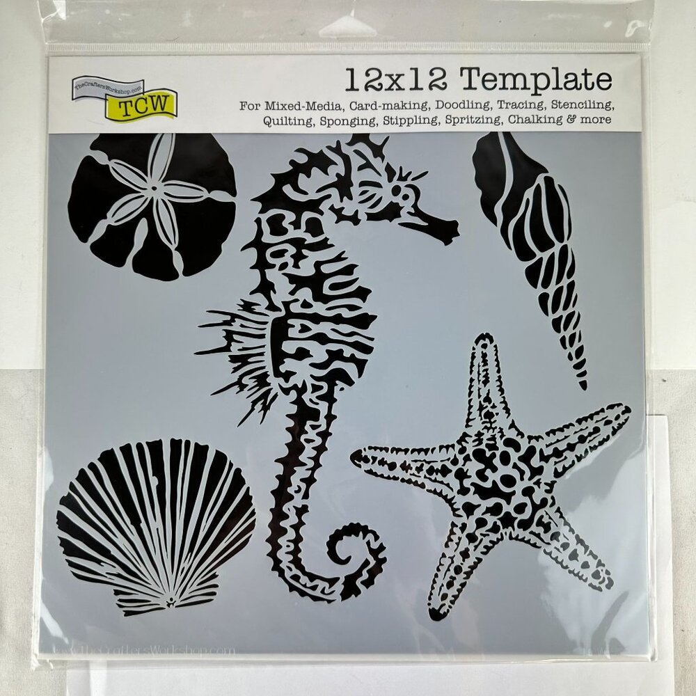 12x12 TCW Template Seahorse Starfish Shells Beach Sea Life